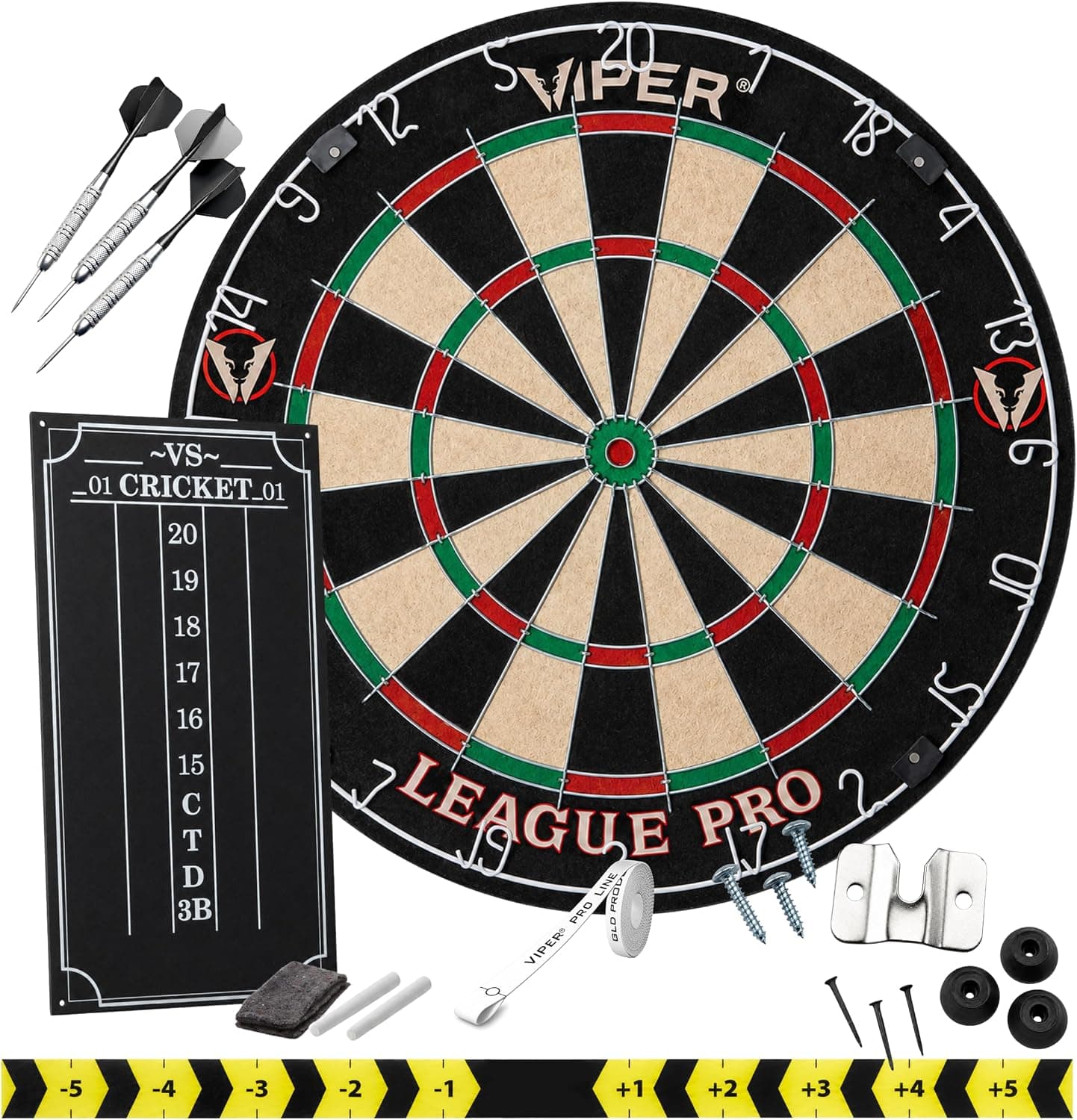 ست آغازین تخته دارت Viper by GLD Products با دارتهای نوکفولادی، حلقه اعداد چرخان و تخته امتیاز کریکت ست آغازین تخته دارت Viper by GLD Products با دارتهای نوکفولادی، حلقه اعداد چرخان و تخته امتیاز کریکت