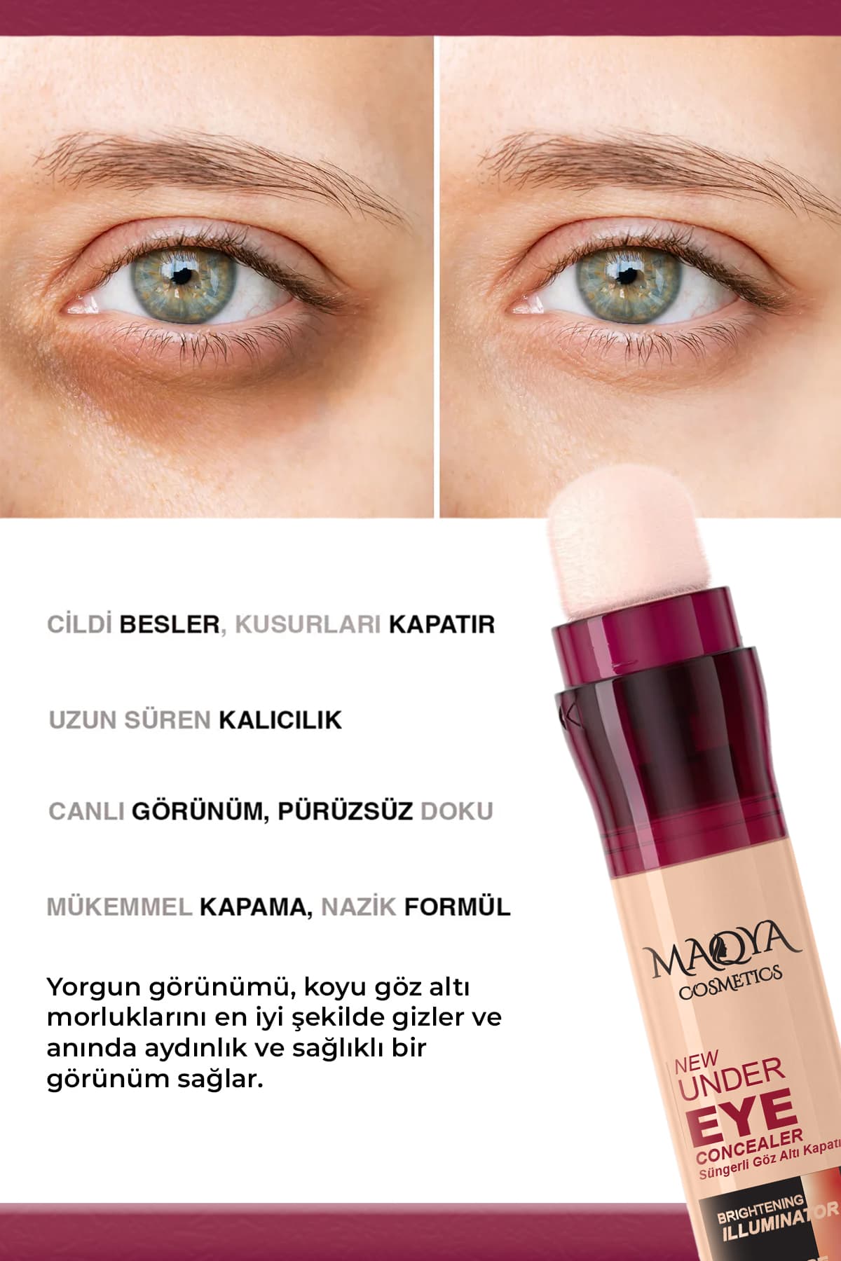 کانسیلر MAQYA Cosmetics پوشش قوی، مغذی و روشنکننده زیر چشم با اسفنج رنگ متوسط کانسیلر MAQYA Cosmetics پوشش قوی، مغذی و روشنکننده زیر چشم با اسفنج رنگ متوسط
