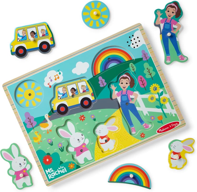 پازل چوبی Melissa & Doug سری Ms. Rachel ۶ تکهای صدادار با فعالسازی نوری پازل چوبی Melissa & Doug سری Ms. Rachel ۶ تکهای صدادار با فعالسازی نوری