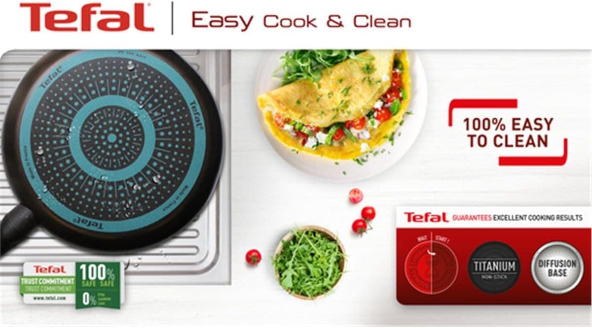 تابه وک Tefal تیتانیوم 1X SimpleCook 28 cm کف دیفیوژن مدل 2100118533 تابه وک Tefal تیتانیوم 1X SimpleCook 28 cm کف دیفیوژن مدل 2100118533