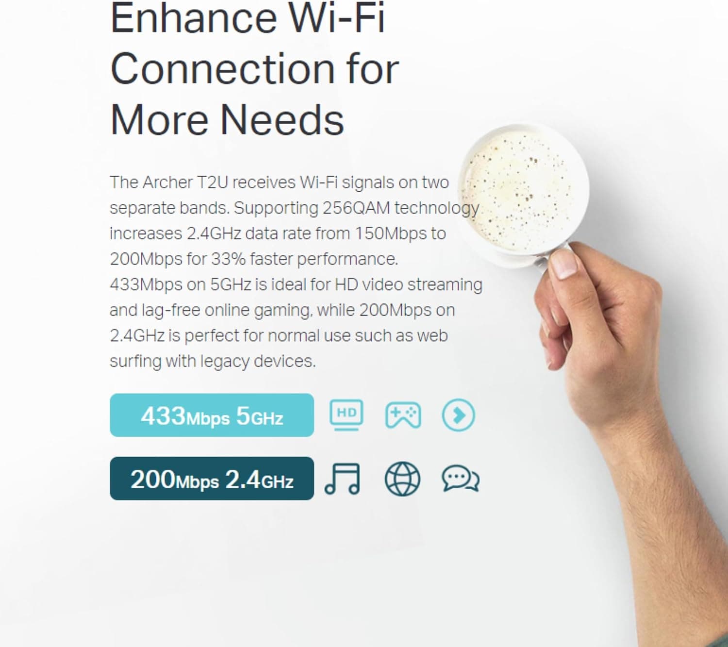 آداپتور USB بیسیم دو بانده TP-Link مدل Archer T2U با سرعت 600Mbps آداپتور USB بیسیم دو بانده TP-Link مدل Archer T2U با سرعت 600Mbps