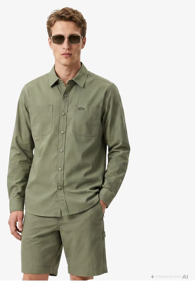 پیراهن مردانه Lacoste خاکی فیت معمولی پیراهن مردانه Lacoste خاکی فیت معمولی