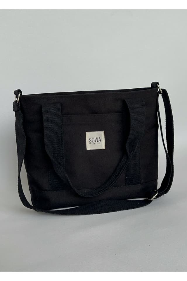 کیف زنانه Sowa Collection دستی و دوشی کانواس مشکی دکمهدار بند قابل تنظیم کیف زنانه Sowa Collection دستی و دوشی کانواس مشکی دکمهدار بند قابل تنظیم