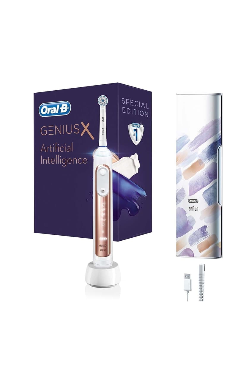 مسواک برقی قابل شارژ Oral-B Genius X AI Art of Brushing رزگلد با کیف مسافرتی مسواک برقی قابل شارژ Oral-B Genius X AI Art of Brushing رزگلد با کیف مسافرتی