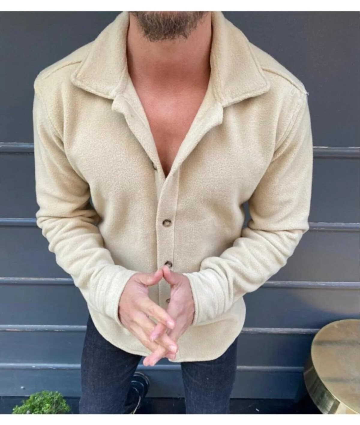 پیراهن مردانه LEYEL Moda بژ ضخیم زمستانی پولار اصل پیراهن مردانه LEYEL Moda بژ ضخیم زمستانی پولار اصل