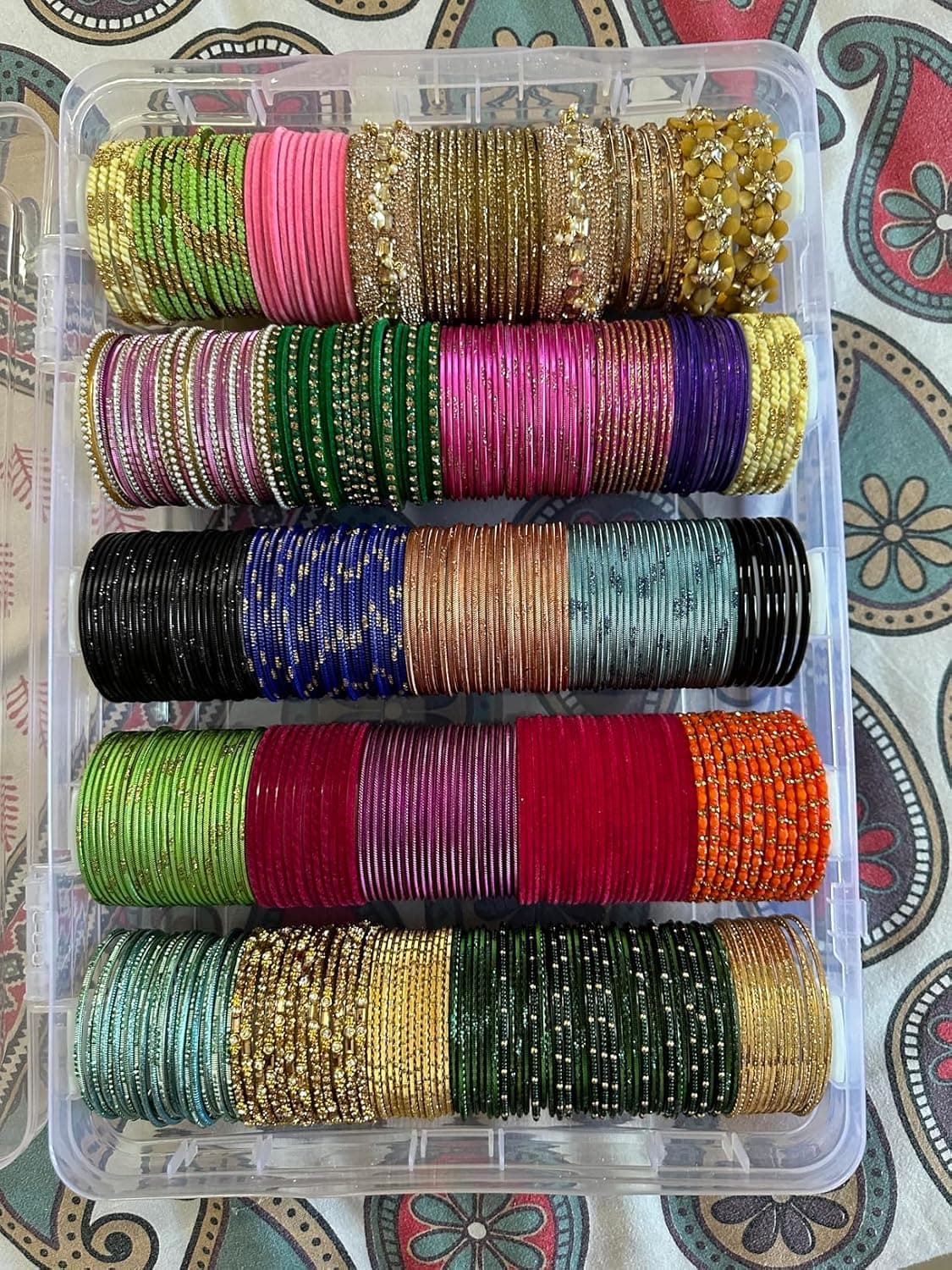 جعبه نگهداری النگو زنانه و دخترانه AA and ZS پلاستیکی شفاف با 5 میله جداشدنی بزرگ جعبه نگهداری النگو زنانه و دخترانه AA and ZS پلاستیکی شفاف با 5 میله جداشدنی بزرگ