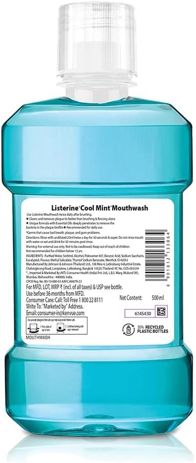 دهانشویه Listerine با طعم نعناع خنک 500 ml دهانشویه Listerine با طعم نعناع خنک 500 ml