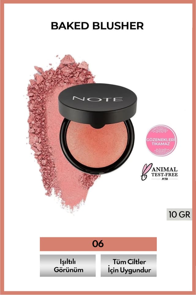 رژگونه پودری Note Cosmetics درخشان فرنی مدل 06 رز داغ رژگونه پودری Note Cosmetics درخشان فرنی مدل 06 رز داغ