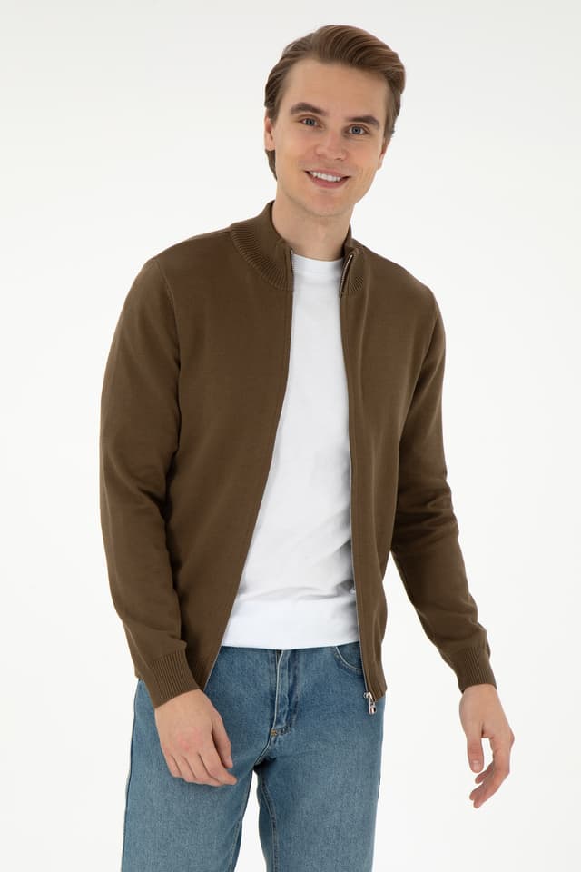 کاردیگان بافت مردانه U.S. Polo Assn. خاکی بیسیک مدل 50298268-VR027 کاردیگان بافت مردانه U.S. Polo Assn. خاکی بیسیک مدل 50298268-VR027
