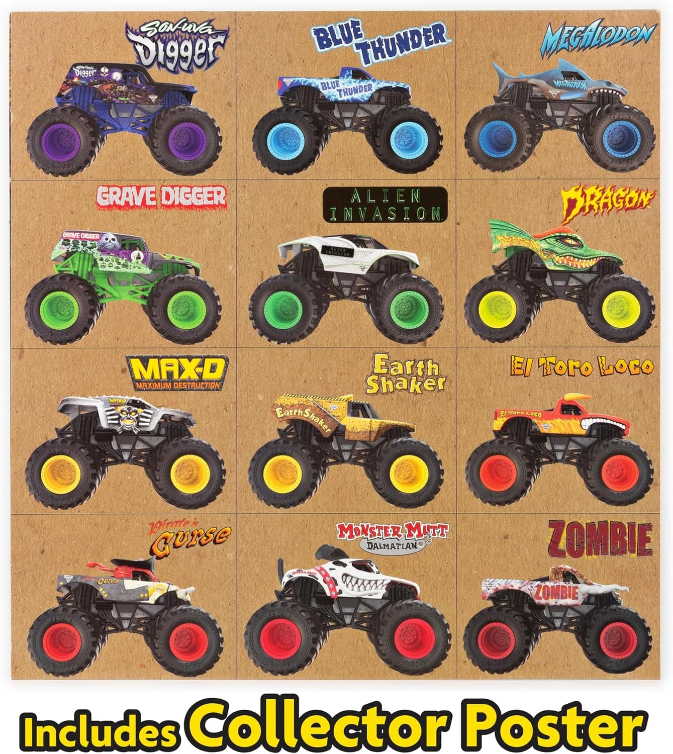 مجموعه ۱۲تایی کامیون هیولایی فلزی Monster Jam برای کودکان ۴ تا ۶ سال به بالا مجموعه ۱۲تایی کامیون هیولایی فلزی Monster Jam برای کودکان ۴ تا ۶ سال به بالا