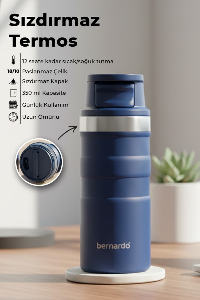 فلاسک Bernardo Comfort استیل ضدزنگ ضدنشت 350 ml سرمهای فلاسک Bernardo Comfort استیل ضدزنگ ضدنشت 350 ml سرمهای