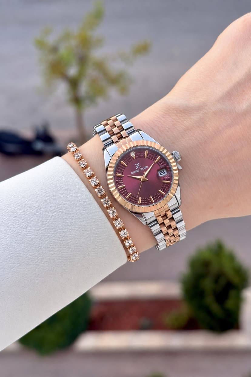 ساعت مچی زنانه Daniel Klein بند بوردو خاکستری رزی 28 mm ساعت مچی زنانه Daniel Klein بند بوردو خاکستری رزی 28 mm