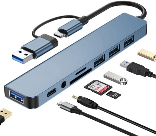 آداپتور هاب 8 in 1 coverzone تبدیل USB/Type-c به USB A و USB C سازگار با Macbook رنگ تیتانیومی مدل BYL2218TU آداپتور هاب 8 in 1 coverzone تبدیل USB/Type-c به USB A و USB C سازگار با Macbook رنگ تیتانیومی مدل BYL2218TU