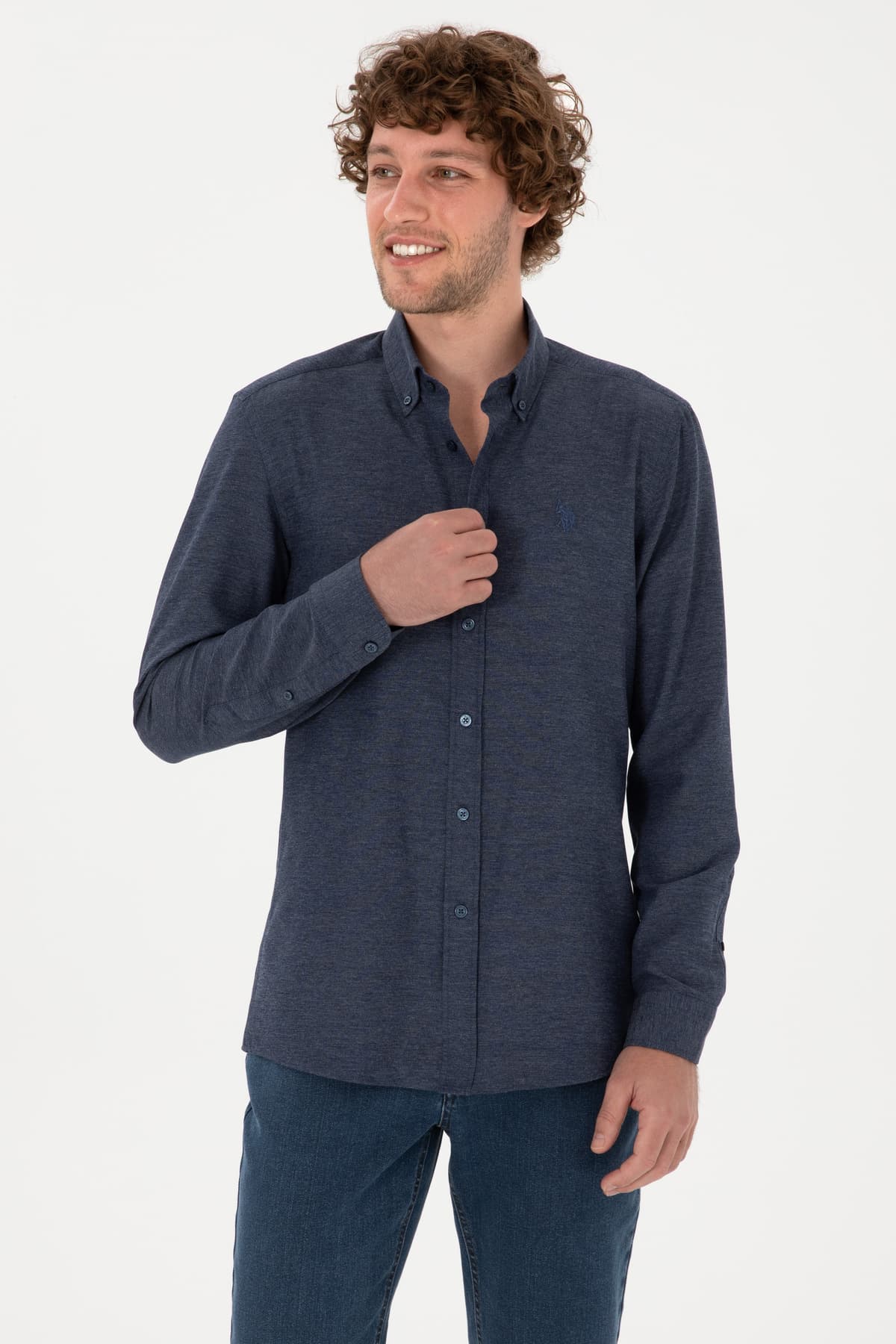 پیراهن مردانه U.S. Polo Assn. نیلی آستین بلند ساده مدل 50316723-VR028 پیراهن مردانه U.S. Polo Assn. نیلی آستین بلند ساده مدل 50316723-VR028