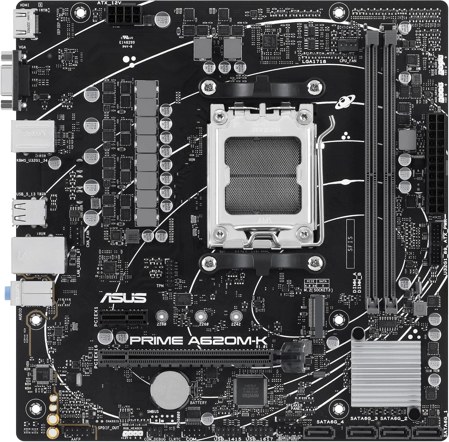 مادربرد ASUS Prime AMD A620 سوکت AM5 حافظه DDR5 mATX مدل A620M-K مادربرد ASUS Prime AMD A620 سوکت AM5 حافظه DDR5 mATX مدل A620M-K