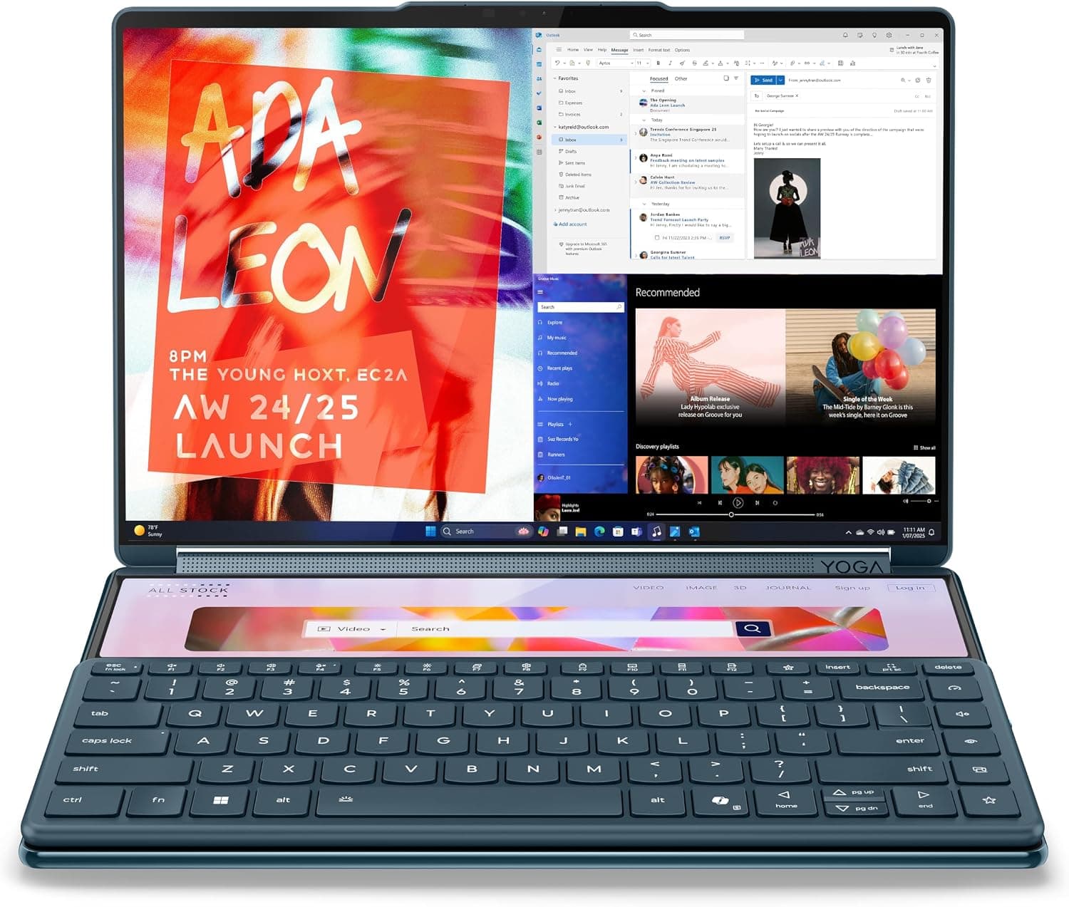 لپتاپ Lenovo Yoga Book 9 دو نمایشگر 14" OLED لمسی 2.8K مدل 14IAH10 کد 83KJ0047AX لپتاپ Lenovo Yoga Book 9 دو نمایشگر 14" OLED لمسی 2.8K مدل 14IAH10 کد 83KJ0047AX