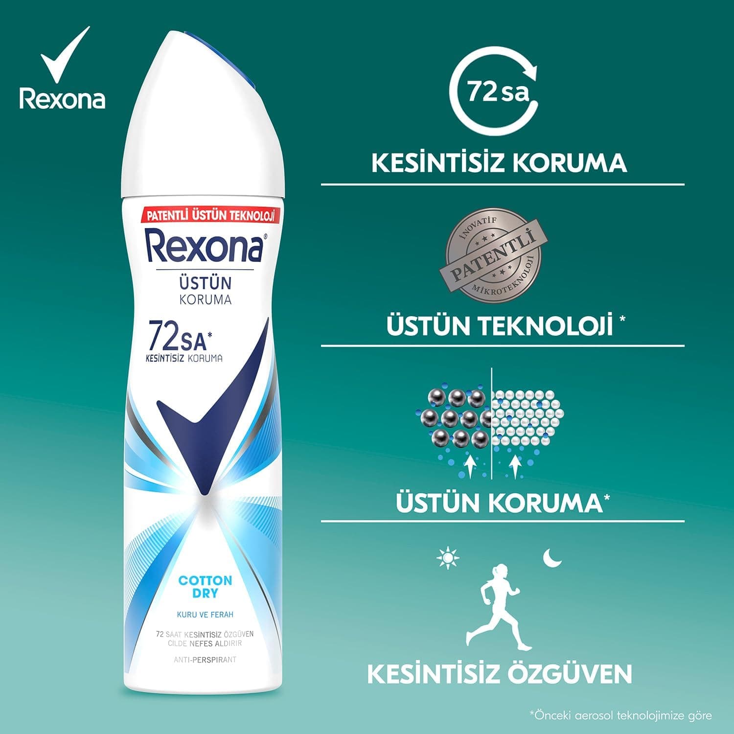 اسپری دئودورانت زنانه Rexona با رایحه Cotton Dry، 150 ml اسپری دئودورانت زنانه Rexona با رایحه Cotton Dry، 150 ml