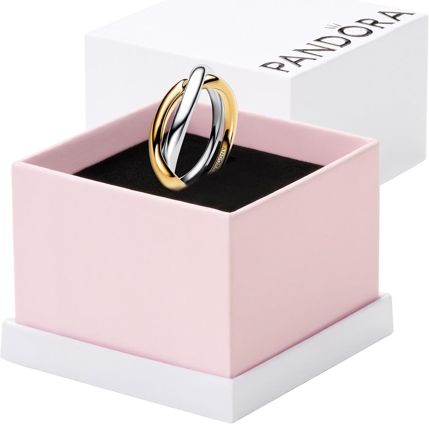 حلقه زنانه PANDORA Essence در هم تنیده نقره استرلینگ آبکاری طلای ۱۴ عیار حلقه زنانه PANDORA Essence در هم تنیده نقره استرلینگ آبکاری طلای ۱۴ عیار