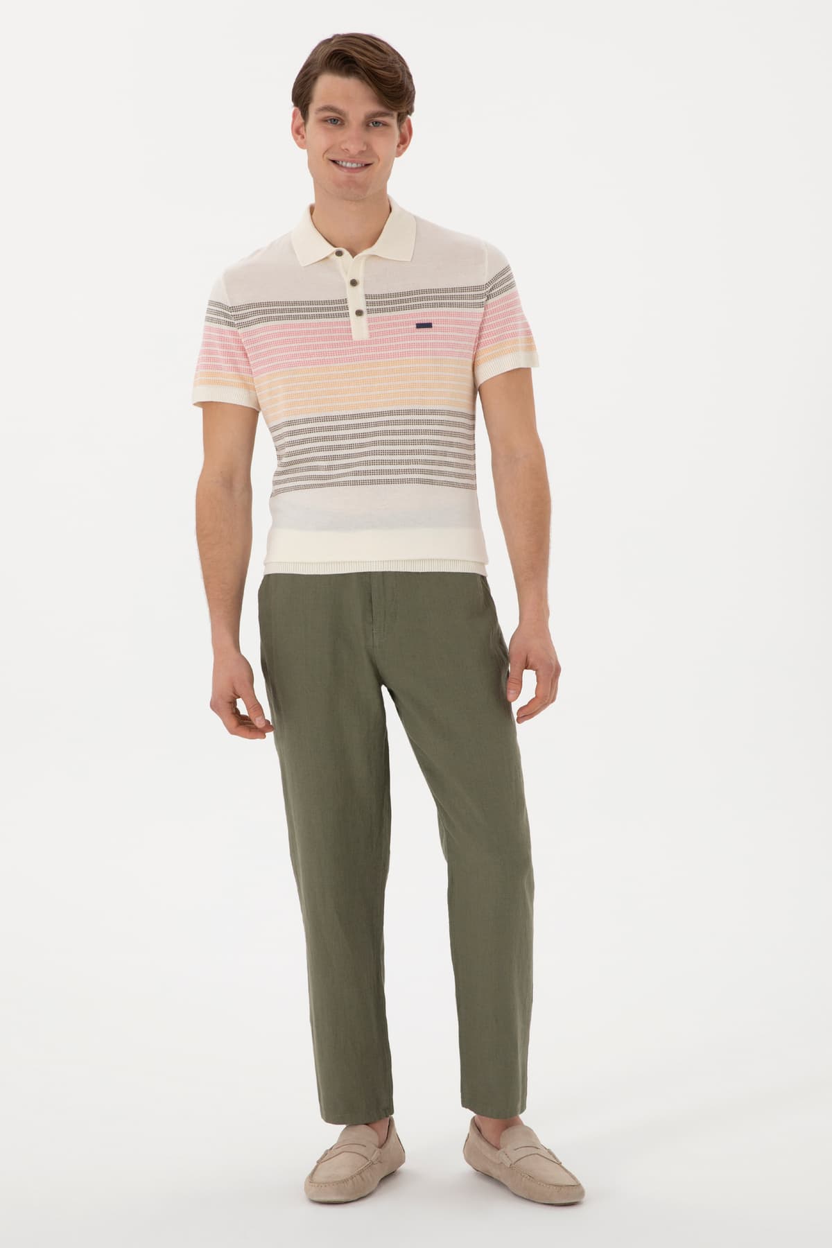 تیشرت مردانه U.S. Polo Assn. اسلیم فیت یقه پولو قهوهای خاکستری مدل 50299410-VR052 تیشرت مردانه U.S. Polo Assn. اسلیم فیت یقه پولو قهوهای خاکستری مدل 50299410-VR052