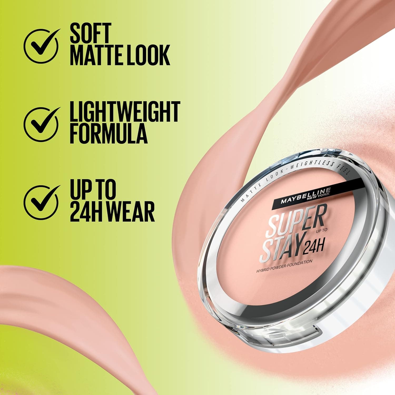 کرم پودر پودری MAYBELLINE با پوشش متوسط تا زیاد، ضدآب و ضدتعریق مدل SuperStay 24H Hybrid Powder Foundation رنگ 10 کرم پودر پودری MAYBELLINE با پوشش متوسط تا زیاد، ضدآب و ضدتعریق مدل SuperStay 24H Hybrid Powder Foundation رنگ 10