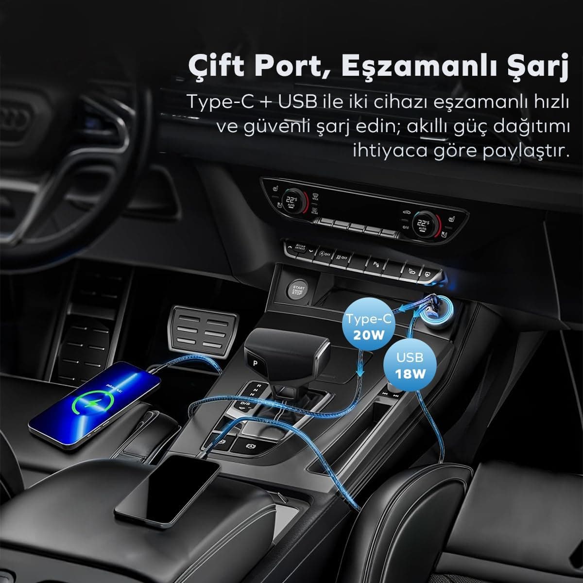 شارژر فندکی خودرو Woyax با ورودی Type-C و USB 38W شارژر فندکی خودرو Woyax با ورودی Type-C و USB 38W