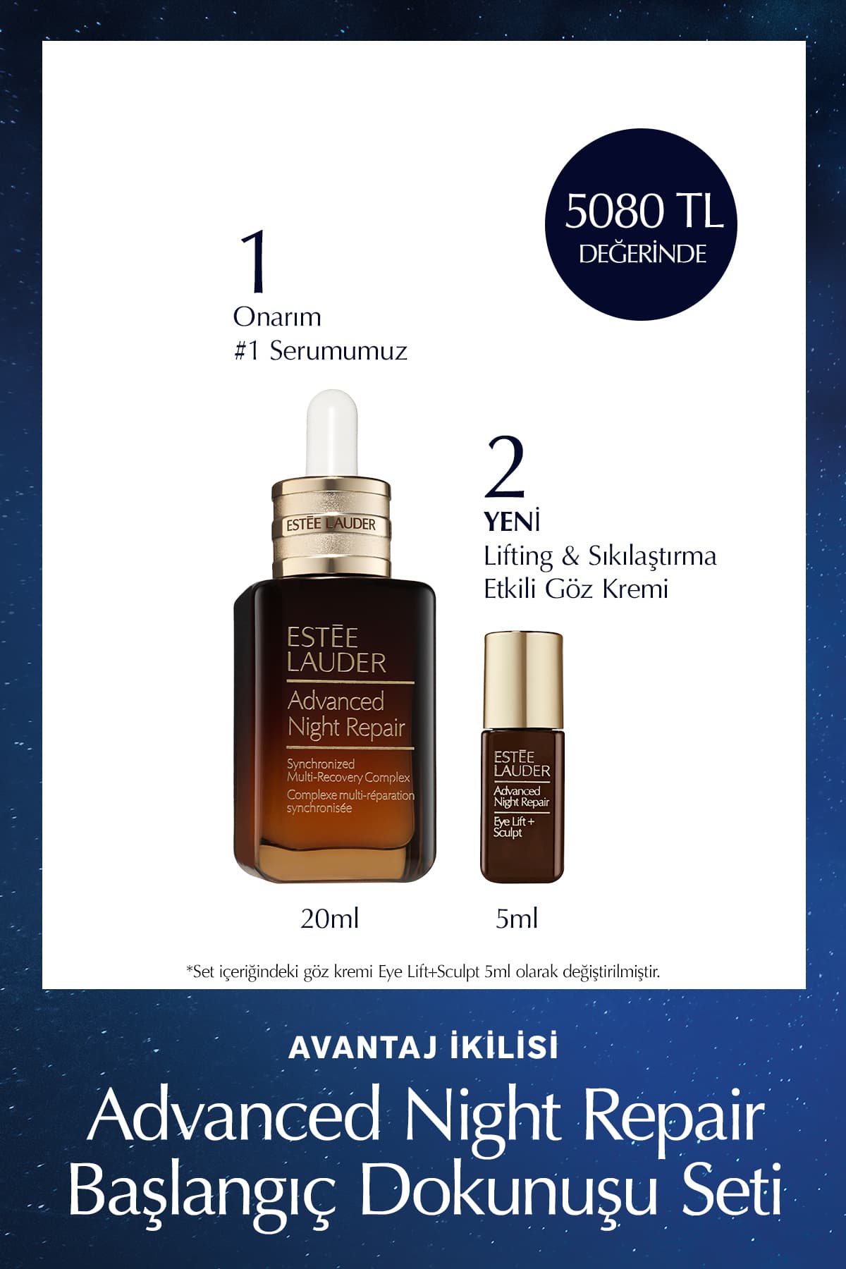 ست آغازین Estee Lauder Advanced Night Repair شامل سرم ترمیمکننده 20ml و Eye Lift+Sculpt 5ml ست آغازین Estee Lauder Advanced Night Repair شامل سرم ترمیمکننده 20ml و Eye Lift+Sculpt 5ml