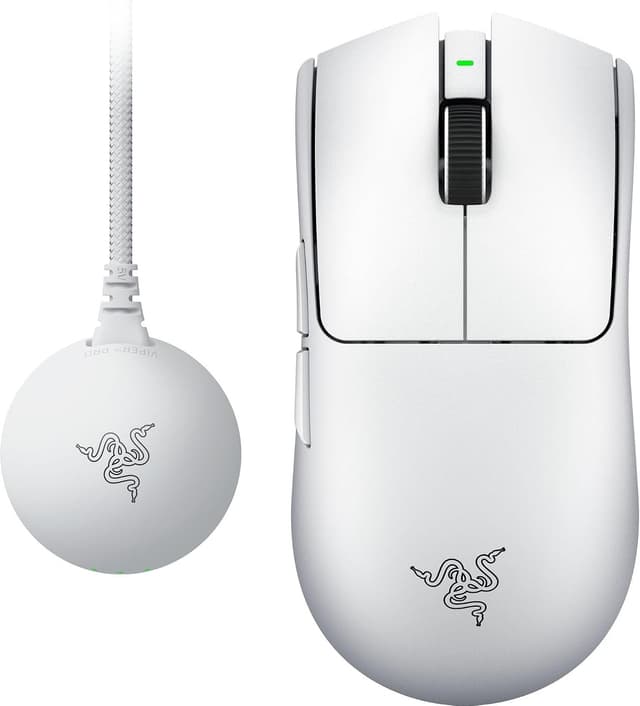 ماوس گیمینگ بیسیم متقارن Razer مدل Viper V4 Pro با حسگر Focus Pro 50K، سفید ماوس گیمینگ بیسیم متقارن Razer مدل Viper V4 Pro با حسگر Focus Pro 50K، سفید