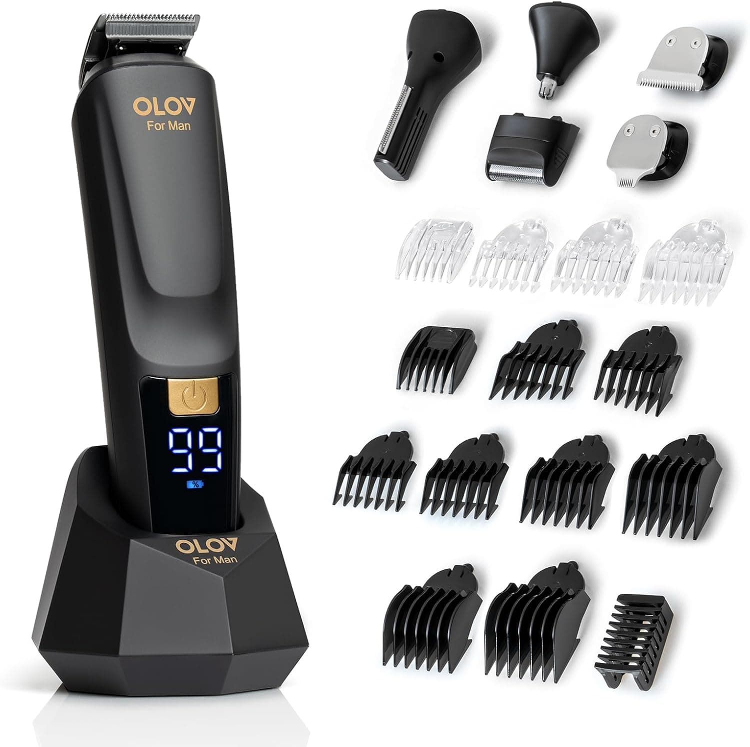 ست اصلاح مردانه OLOV For Man 21 تکه، ماشین اصلاح برقی مو، بینی، گوش، بدن و صورت با پایه شارژ USB ست اصلاح مردانه OLOV For Man 21 تکه، ماشین اصلاح برقی مو، بینی، گوش، بدن و صورت با پایه شارژ USB