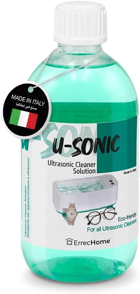 محلول کنسانتره تمیزکننده دستگاه اولتراسونیک ERRECHOME U-Sonic برای جواهرات، عینک و دندان مصنوعی 500 ml محلول کنسانتره تمیزکننده دستگاه اولتراسونیک ERRECHOME U-Sonic برای جواهرات، عینک و دندان مصنوعی 500 ml