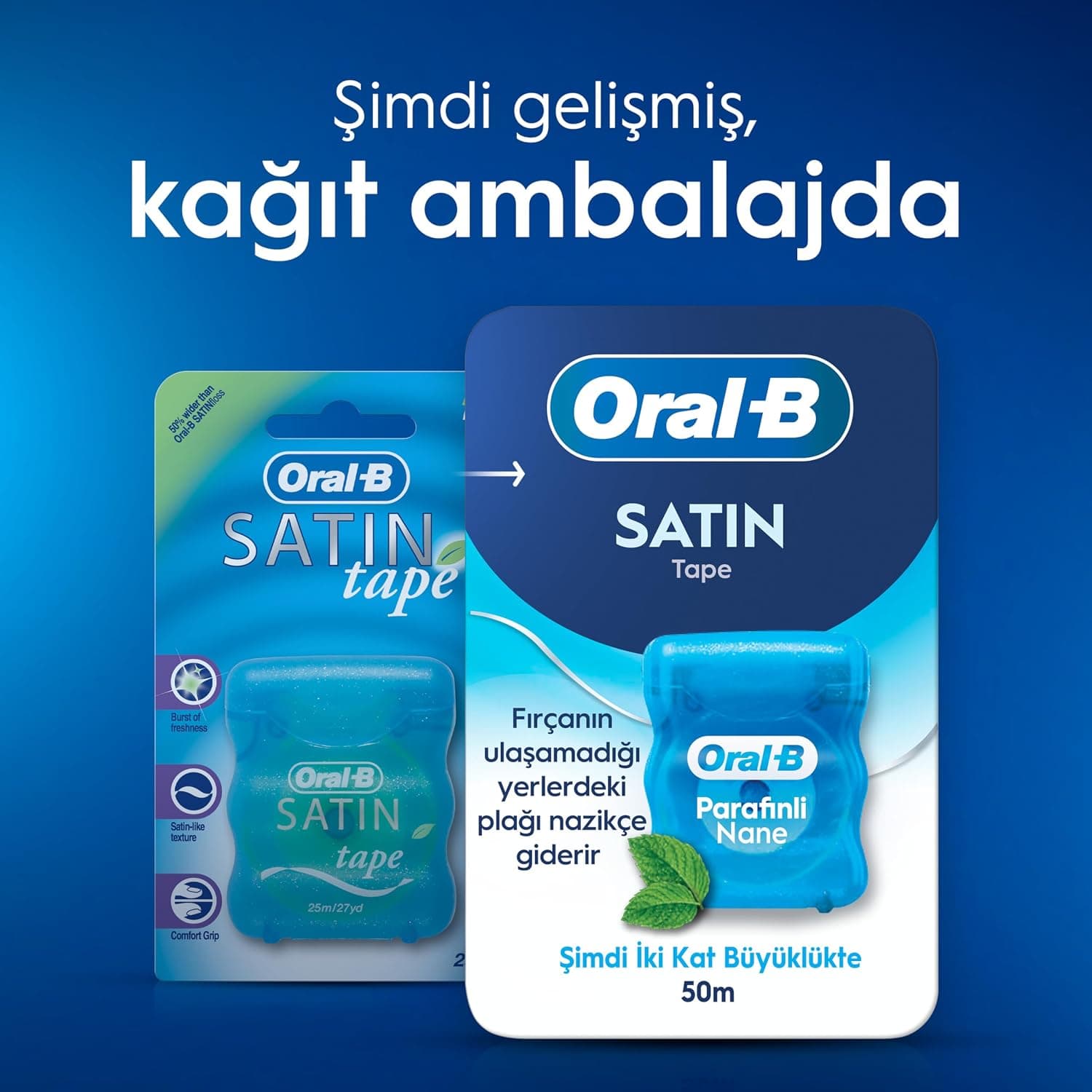 نخ دندان مومی Oral-B Satin Tape با رایحه نعناع 50m نخ دندان مومی Oral-B Satin Tape با رایحه نعناع 50m