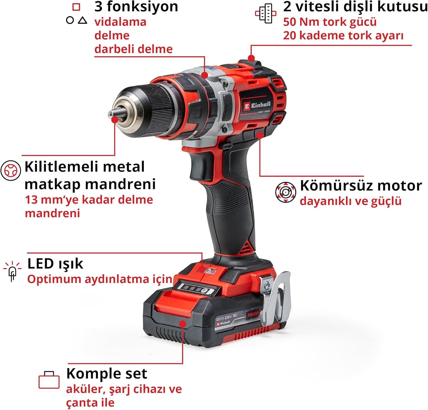پیچگوشتی ضربهای شارژی Einhell Professional مدل TP-CD 18/50 Li-i BL Kit 4513940 پیچگوشتی ضربهای شارژی Einhell Professional مدل TP-CD 18/50 Li-i BL Kit 4513940