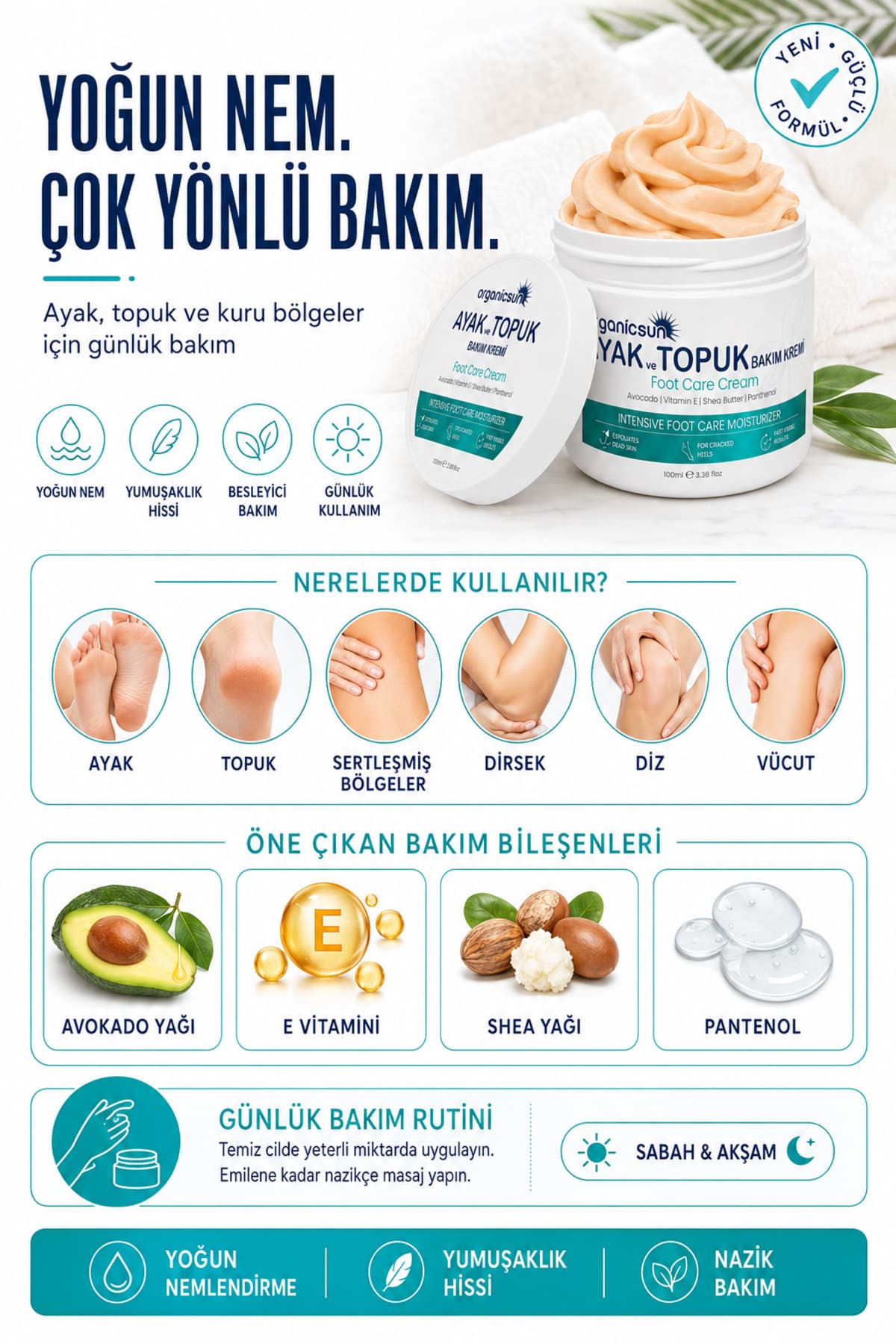کرم ترک پا و پاشنه Organicsun برای بوی پا و مراقبت از ناخن با روغن آووکادو و شیباتر 100ml کرم ترک پا و پاشنه Organicsun برای بوی پا و مراقبت از ناخن با روغن آووکادو و شیباتر 100ml