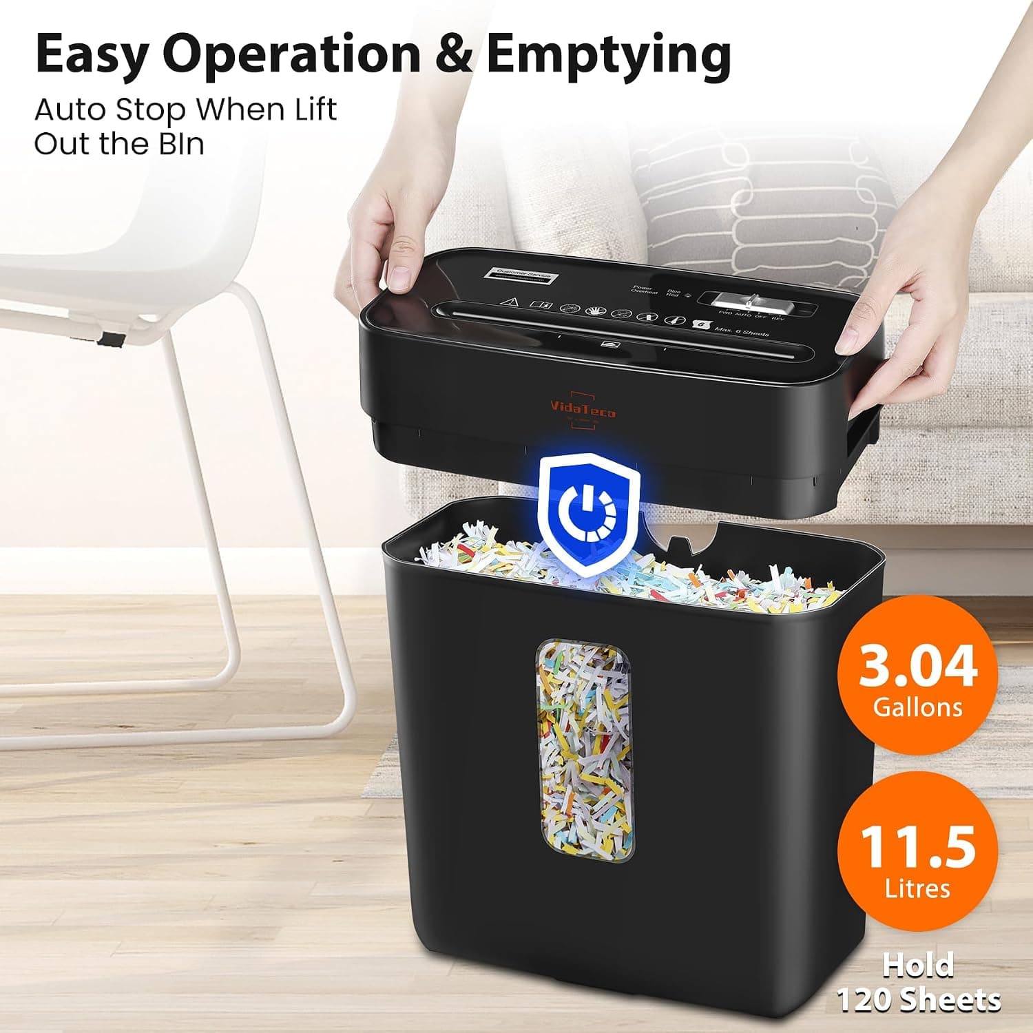 کاغذ خردکن 6 برگه VidaTeco مناسب دفتر خانگی برش پودری مدل P-4 با مخزن 11.5L کاغذ خردکن 6 برگه VidaTeco مناسب دفتر خانگی برش پودری مدل P-4 با مخزن 11.5L