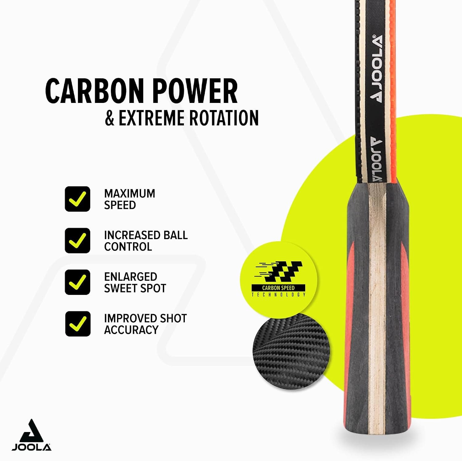 ست پینگپنگ بازیکنان پیشرفته JOOLA مدل CARBON SPEED با راکت CARBON CONTROL، توپهای 40+ mm و کاور ست پینگپنگ بازیکنان پیشرفته JOOLA مدل CARBON SPEED با راکت CARBON CONTROL، توپهای 40+ mm و کاور