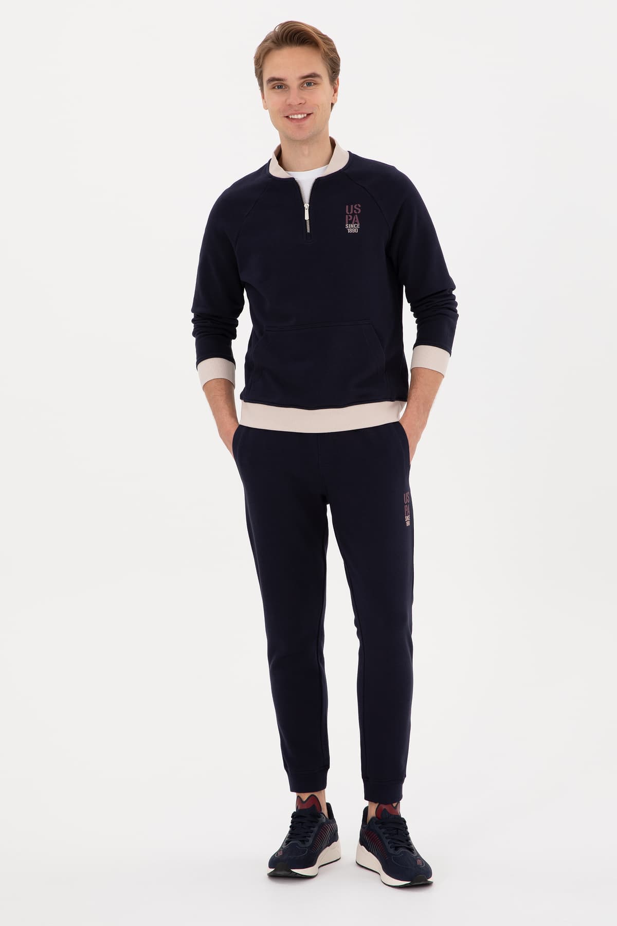 سوئیشرت مردانه U.S. Polo Assn. نیم زیپ کامفورت فیت سرمهای بیسیک مدل 50316303-VR033 سوئیشرت مردانه U.S. Polo Assn. نیم زیپ کامفورت فیت سرمهای بیسیک مدل 50316303-VR033