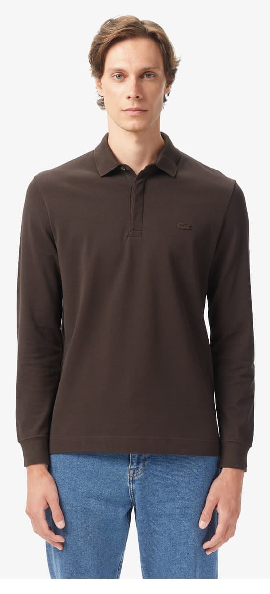 پولوی مردانه Lacoste آستین بلند قهوهای فیت معمولی مدل Paris Polo پولوی مردانه Lacoste آستین بلند قهوهای فیت معمولی مدل Paris Polo
