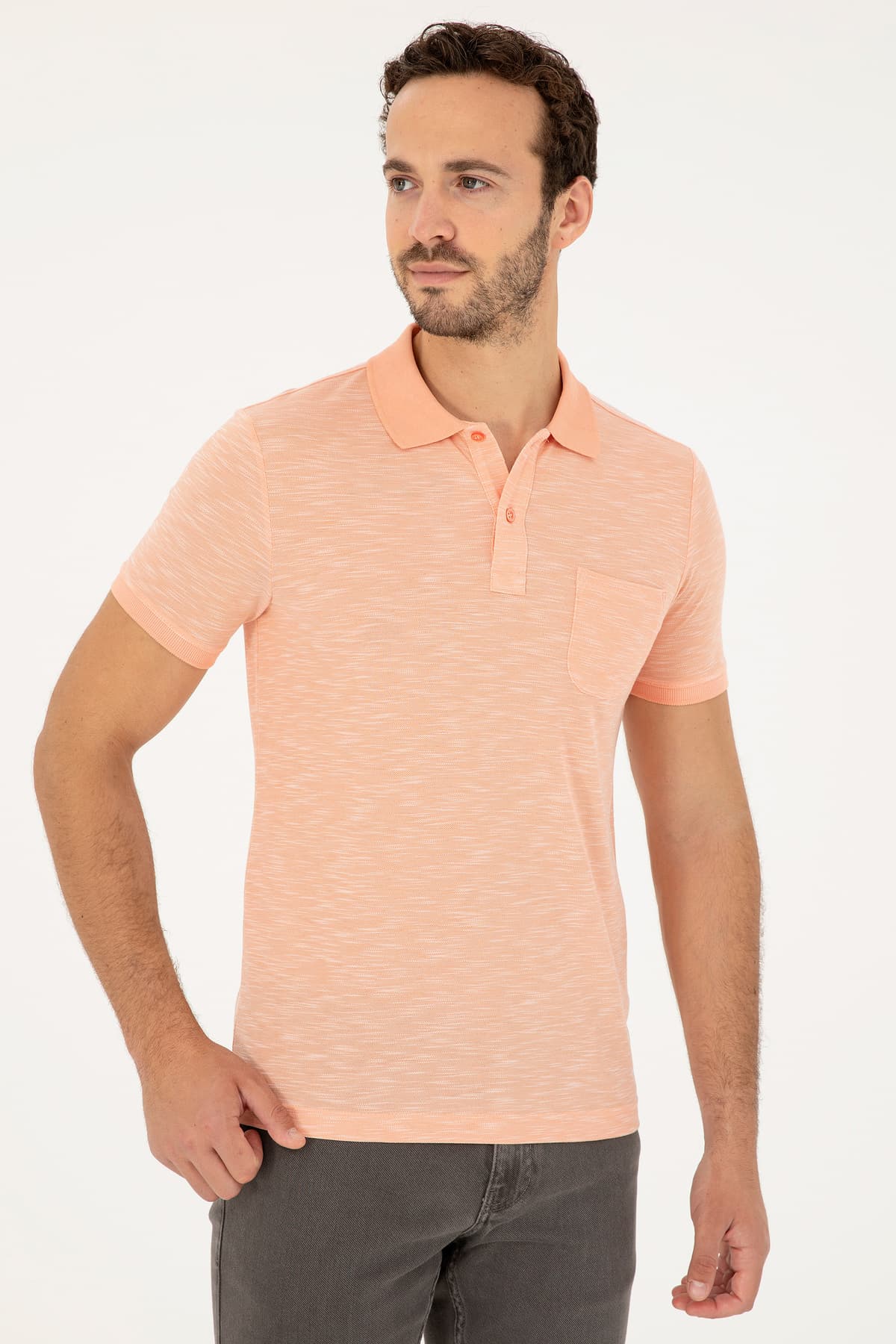 تیشرت مردانه U.S. Polo Assn. یقه پولو Slim Fit سالمونی مدل 50279560-VR047 تیشرت مردانه U.S. Polo Assn. یقه پولو Slim Fit سالمونی مدل 50279560-VR047