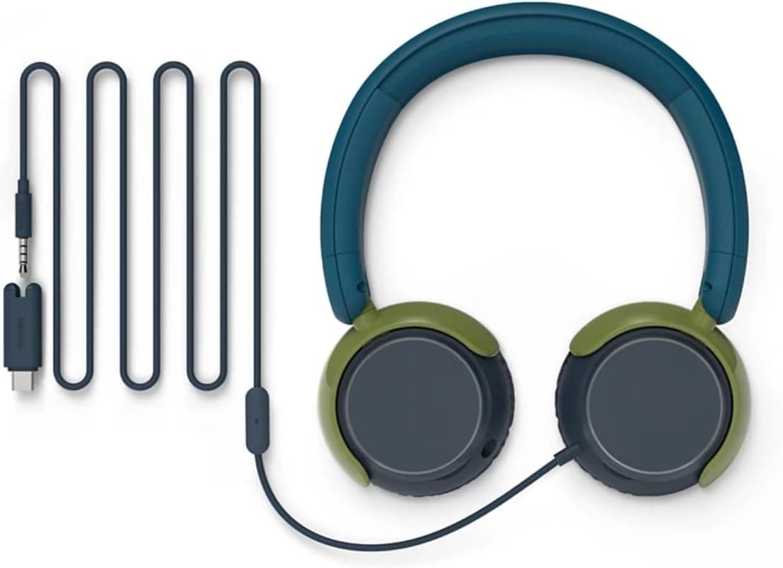 هدفون سیمی بچگانه Philips روی گوش با میکروفون محدودیت صدا 85dB فیروزهای هدفون سیمی بچگانه Philips روی گوش با میکروفون محدودیت صدا 85dB فیروزهای