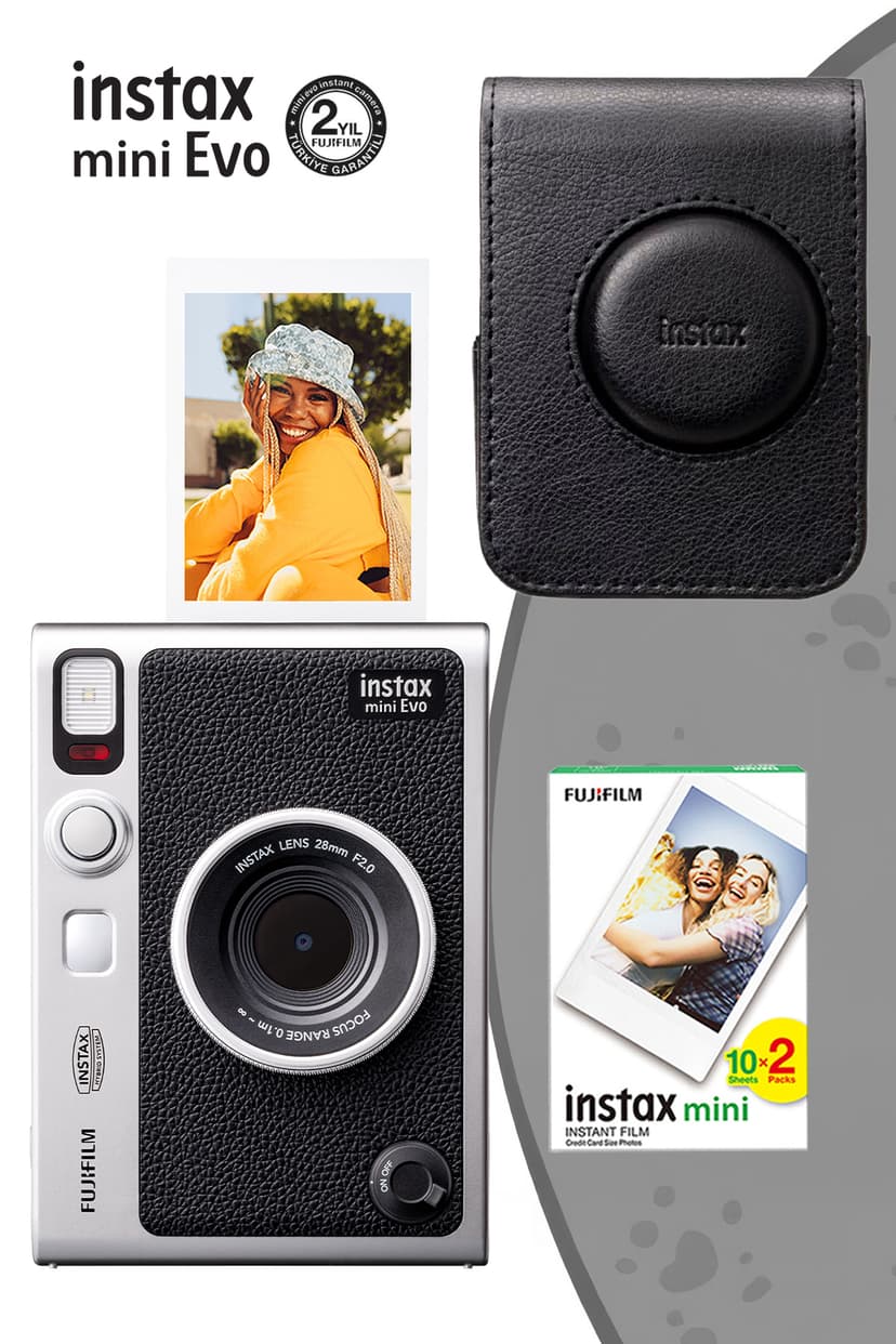 دوربین فوری Fujifilm مدل Instax Mini Evo مشکی با ست دوربین فوری Fujifilm مدل Instax Mini Evo مشکی با ست