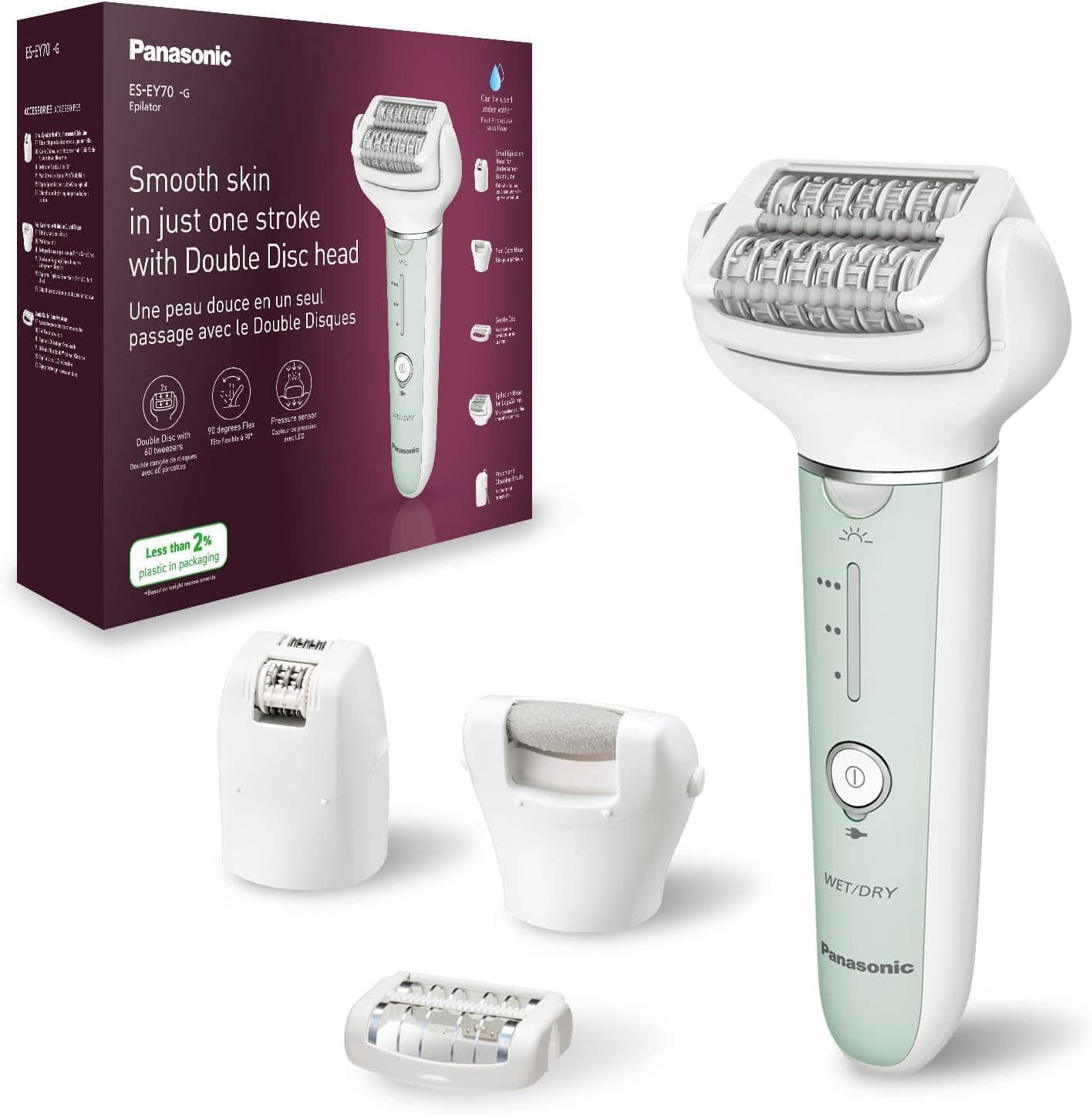 اپیلاتور مرطوب و خشک Panasonic با 60 موچین، سری چرخان 90 درجه، 3 سرعت و چراغ LED مدل ES-EY90-A503 اپیلاتور مرطوب و خشک Panasonic با 60 موچین، سری چرخان 90 درجه، 3 سرعت و چراغ LED مدل ES-EY90-A503