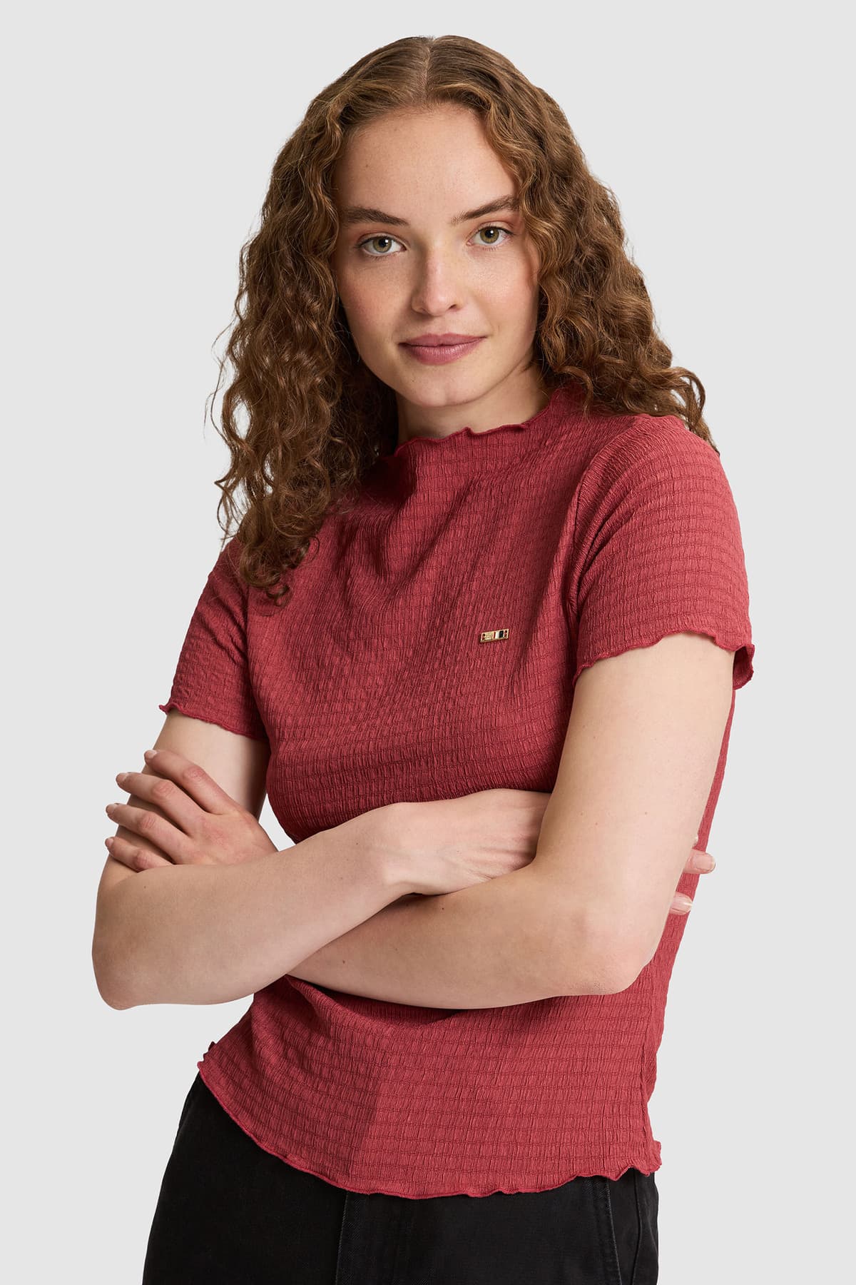 تیشرت زنانه یقه ایستاده U.S. Polo Assn. زرشکی مدل 50323528-VR223 تیشرت زنانه یقه ایستاده U.S. Polo Assn. زرشکی مدل 50323528-VR223