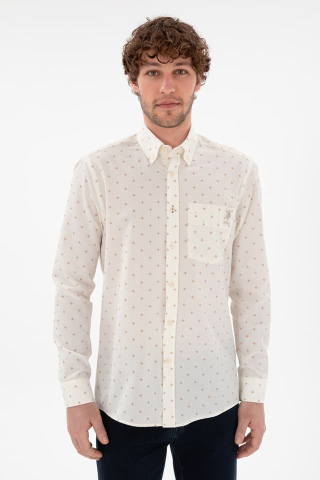 پیراهن مردانه U.S. Polo Assn. کرم فیت معمولی با جیب مدل 50296606-VR071 پیراهن مردانه U.S. Polo Assn. کرم فیت معمولی با جیب مدل 50296606-VR071