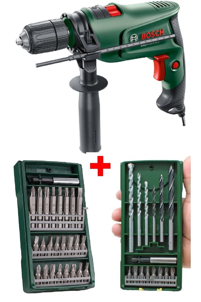 دریل چکشی Bosch 600 وات 13mm با مجموعه 15 پارچه مته و سری پیچگوشتی و مجموعه 25 پارچه سری پیچگوشتی دریل چکشی Bosch 600 وات 13mm با مجموعه 15 پارچه مته و سری پیچگوشتی و مجموعه 25 پارچه سری پیچگوشتی