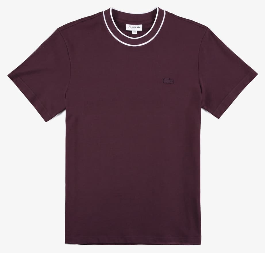 تیشرت مردانه Lacoste فیت معمولی یقه گرد زرشکی تیشرت مردانه Lacoste فیت معمولی یقه گرد زرشکی