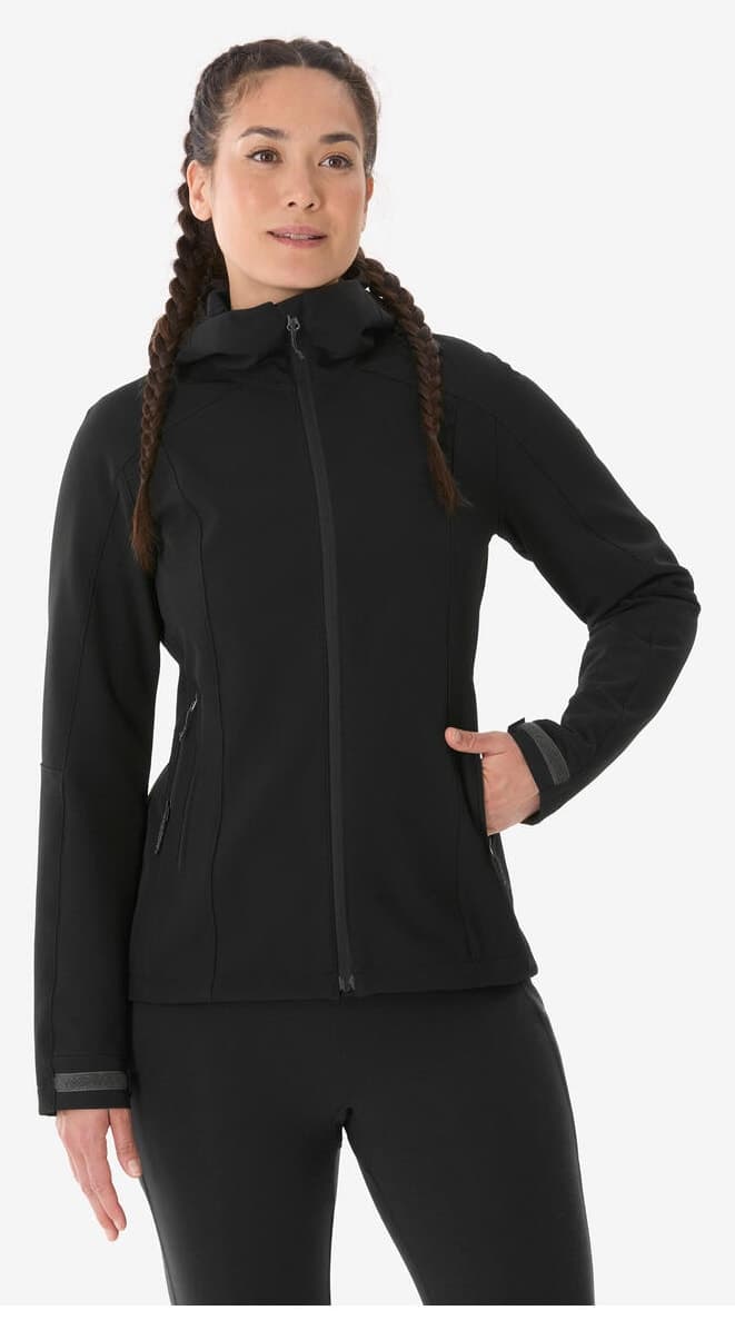 ژاکت سافتشل زنانه Decathlon Forclaz ضد باد مشکی مدل MT500 ژاکت سافتشل زنانه Decathlon Forclaz ضد باد مشکی مدل MT500