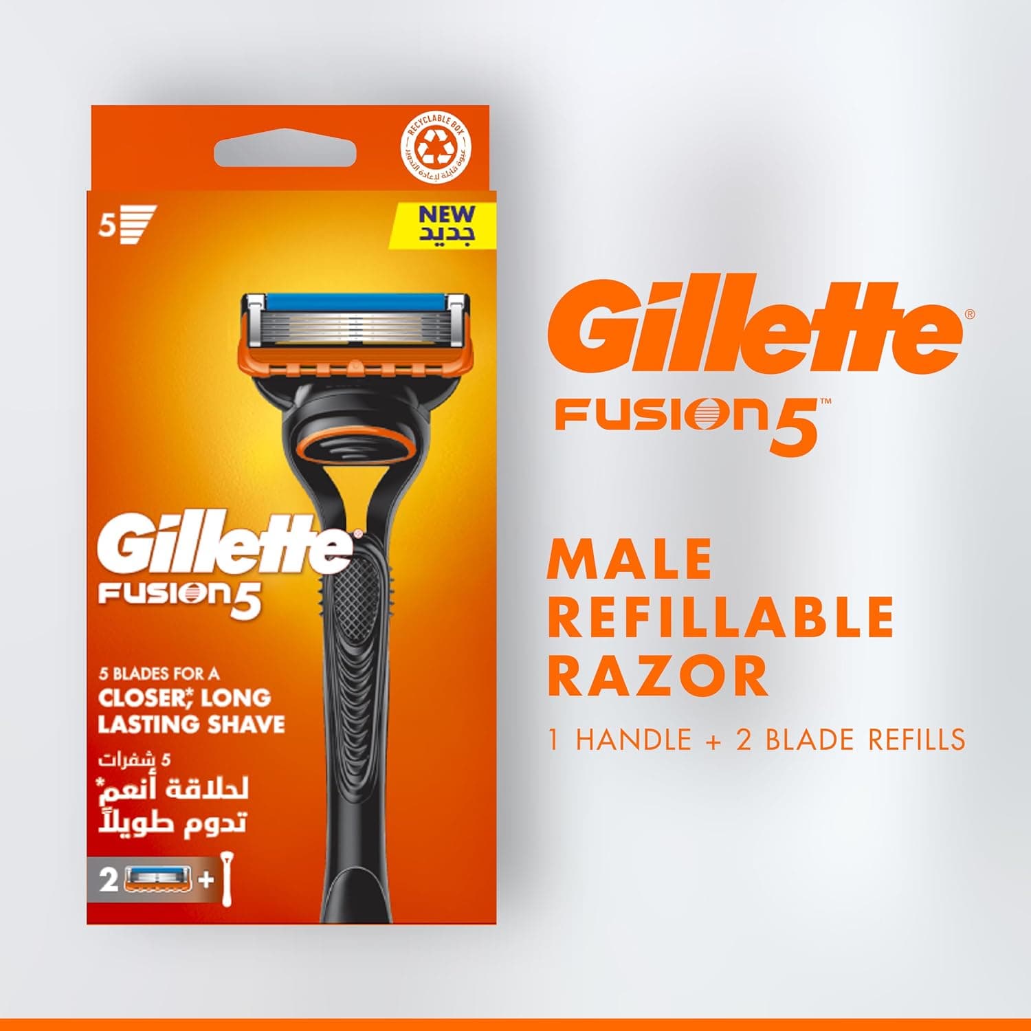ماشین اصلاح مردانه Gillette مدل Fusion 5 با 1 دسته و 2 تیغ ماشین اصلاح مردانه Gillette مدل Fusion 5 با 1 دسته و 2 تیغ