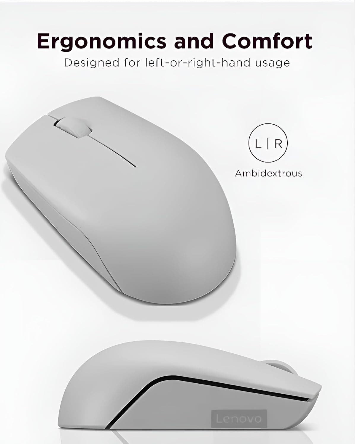 ماوس بیسیم Lenovo کامپکت خاکستری آرکتیک مدل 300 ماوس بیسیم Lenovo کامپکت خاکستری آرکتیک مدل 300