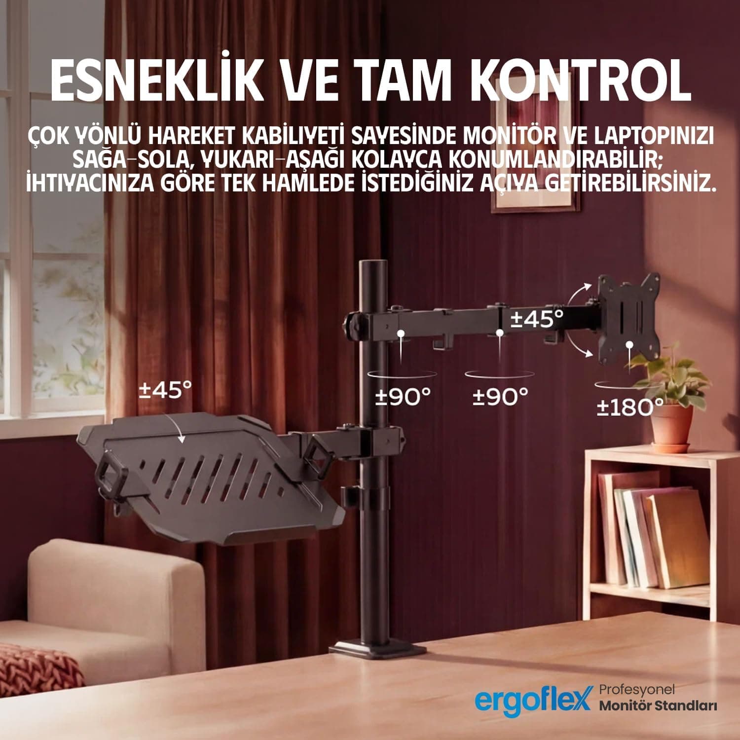 پایه نگهدارنده مانیتور و استند لپتاپ ergoflex دو بازو مدل A74L پایه نگهدارنده مانیتور و استند لپتاپ ergoflex دو بازو مدل A74L