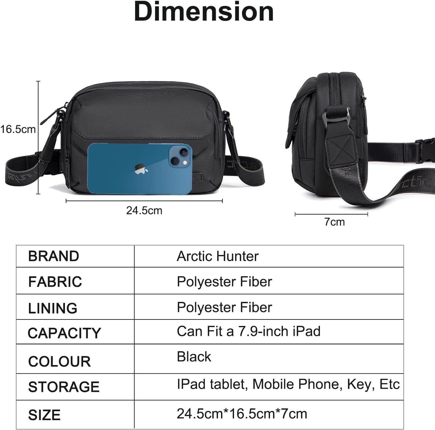 کیف کراسبادی مردانه ARCTIC HUNTER AH کوچک 2.8L مقاوم در برابر آب مناسب iPad تا 8 اینچ مشکی کیف کراسبادی مردانه ARCTIC HUNTER AH کوچک 2.8L مقاوم در برابر آب مناسب iPad تا 8 اینچ مشکی