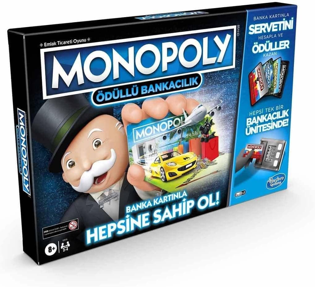 بازی رومیزی برای 2 تا 4 بازیکن Monopoly Hasbro Gaming با بانکداری جایزهدار، بالای 8 سال بازی رومیزی برای 2 تا 4 بازیکن Monopoly Hasbro Gaming با بانکداری جایزهدار، بالای 8 سال